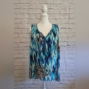 Sami & Jo Black and Blue Graphic Relaxed Tank Top